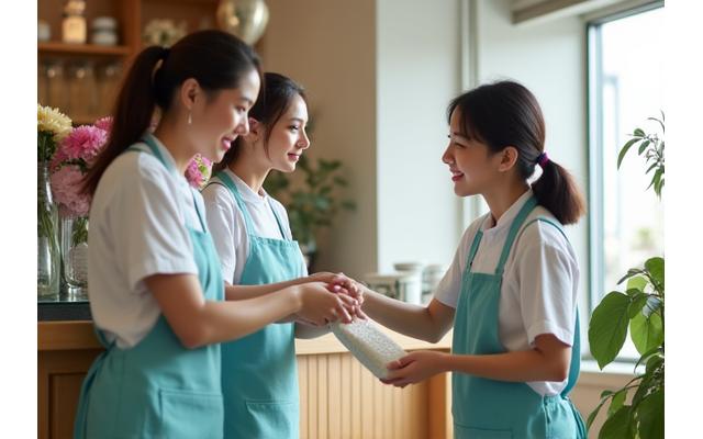 지역 소상공인 가게를 청소하는 모닝듀 청정 팀