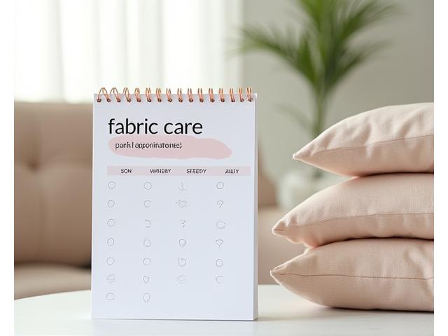 정기적인 패브릭 관리 스케줄이 표시된 달력과 함께 깨끗한 패브릭 가구가 보이는 이미지
