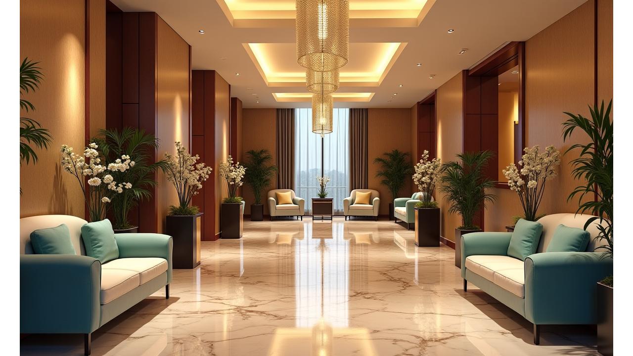 고급 호텔 로비의 깨끗한 바닥