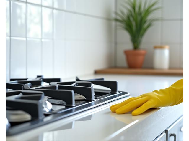 깨끗하게 청소된 주방 가스레인지와 후드