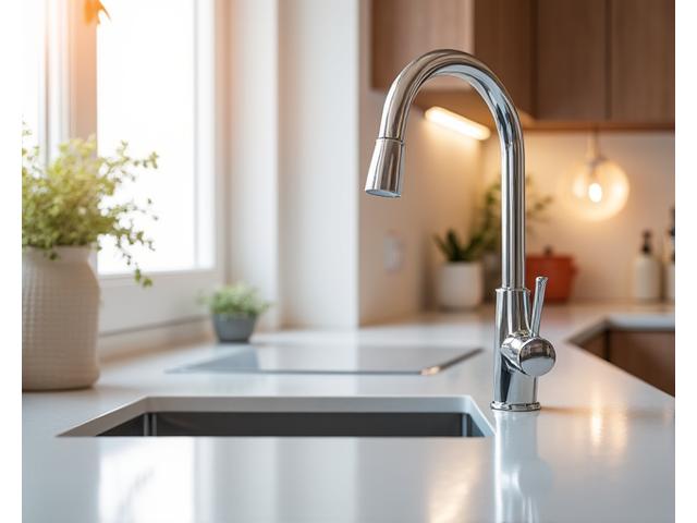 깨끗하게 청소된 주방 싱크대와 상부장