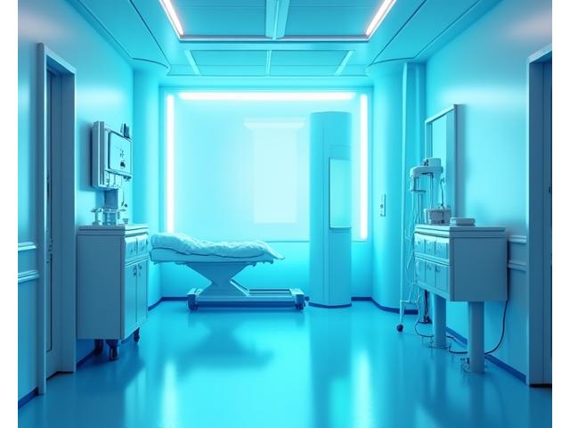 UV-C 소독 장비가 병실을 소독하는 모습