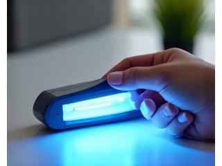 UV-C 표면 소독기로 책상을 소독하는 모습